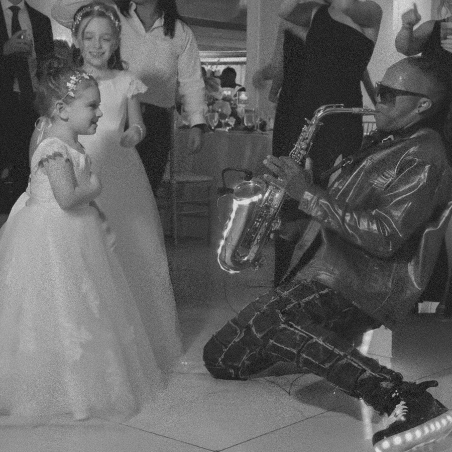 Live musician performing at an event.